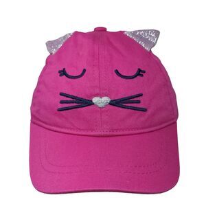 Cat Ears Toddler Strapback Hat Pink 2T-4T Adjustable Embroidered Oshkosh B'gosh
